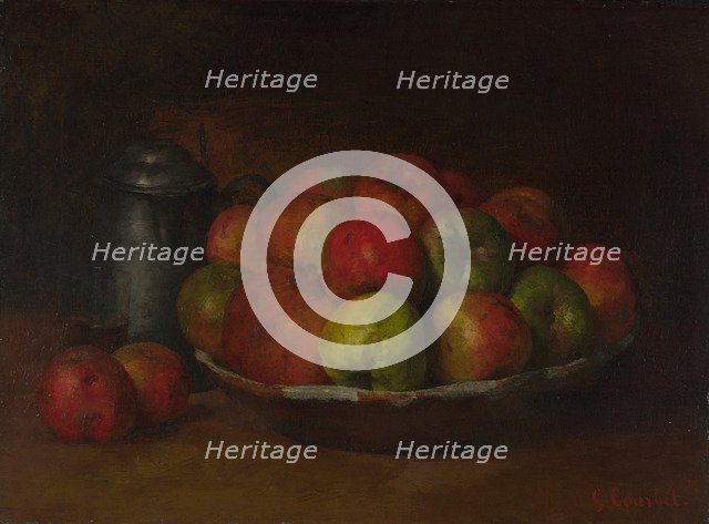 Still Life with Apples and a Pomegranate, 1871-1872. Artist: Courbet, Gustave (1819-1877)