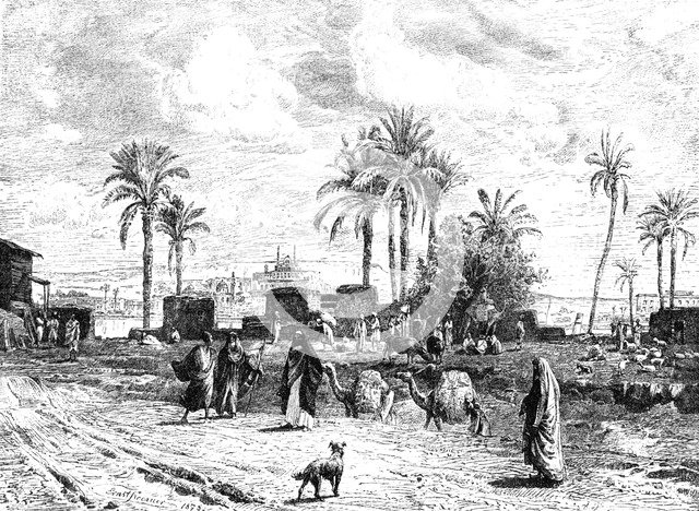'Cairo seen of left bank of the Nile', 1881. Artist: Unknown