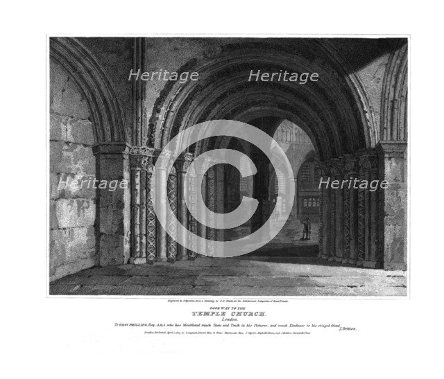 'Doorway to the Temple Church. London.', late 18th century. Artist: JC Smith.