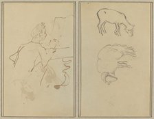 Man Playing Piano; Two Sheep [verso], 1884-1888. Creator: Paul Gauguin.