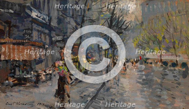 A Street in Paris, 1918. Artist: Korovin, Konstantin Alexeyevich (1861-1939)