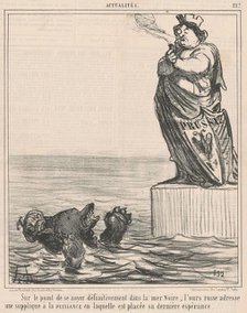 Sur le point de se noyer ..., 19th century. Creator: Honore Daumier.