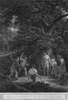 Charles II in the forest of Boscobel, 1651.Artist: Pouney & Rhodes