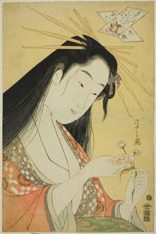 A Selection of Six Flowers - A Parody Rokkasen (Yatsushi Rokkasen): Ono no Komachi, c. 1798. Creator: Hosoda Eishi.