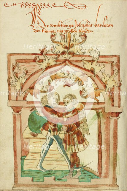 Josaphat and Barlaam Embracing, 1469. Creator: Unknown.