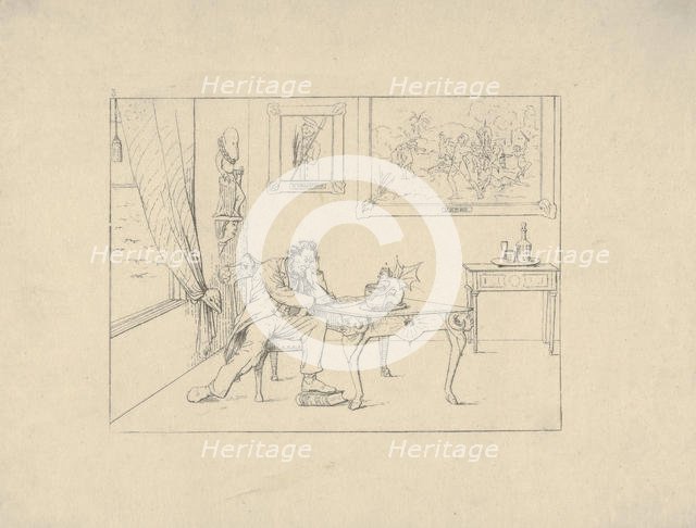 Writing the Emancipation Proclamation (from Confederate War Etchings), 1861-63. Creator: Adalbert John Volck.