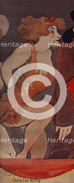 Colette Willy. Detail of the poster "Tous les soirs Marigny Revue", 1907. Creator: Lourdey, Maurice (1860-1934).