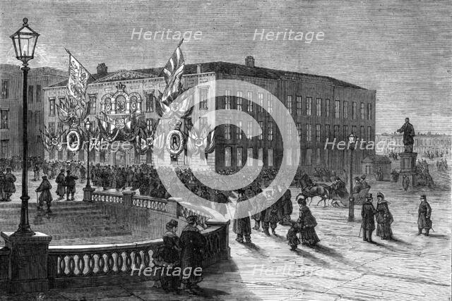 The British Embassy at St. Petersburg illuminated for the Duke of Edinburgh’s Marriage, 1874. Creator: Unknown.