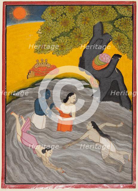 Krishna playing with the Gopis in the Jumna, c. 1770. Creator: Unknown.