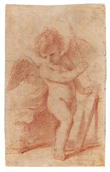 Cupid putting an arrow away in his quiver. Creator: Guercino (1591-1666).