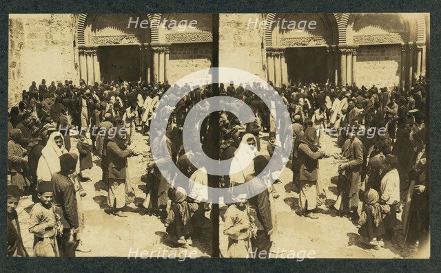 The consecration of Easter Eggs on Easter before the Church of the Holy Sepulchre (Stereograph), 1913.