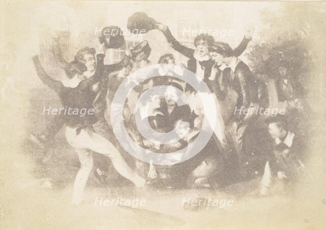 Watercolor of Boys Playing, 1850s. Creator: Unknown.