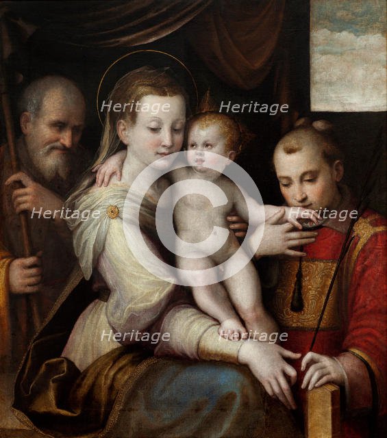 The Holy Family with Saint Stephen, c. 1560. Creator: Longhi, Luca (1507-1580).
