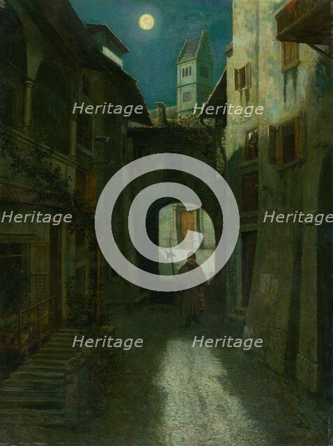 Night Watch in the Old Town (Zell am See?), 1880-1900. Creator: Eduard Majsch.