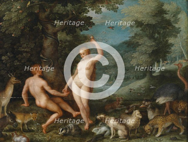 Paradise Landscape with Eve Tempting Adam. Artist: Brueghel, Jan, the Younger (1601-1678)
