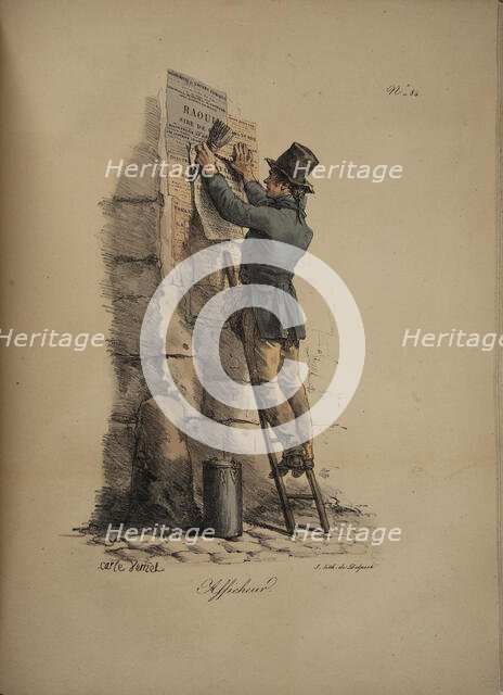 Bill Poster. From the Series "Cris de Paris" (The Cries of Paris), 1815. Creator: Vernet, Carle (1758-1836).