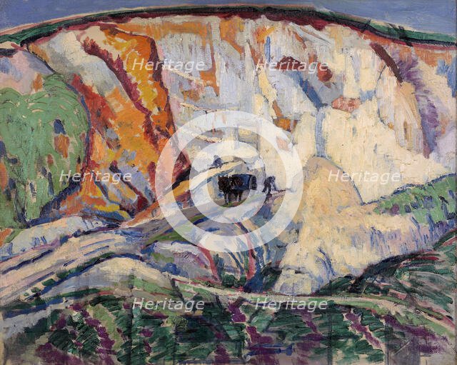 The chalk cliff, 1918. Creator: Frederick James Porter.