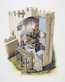 Peveril Castle, 12th century, (c1990-2010) Artist: Peter Urmston.