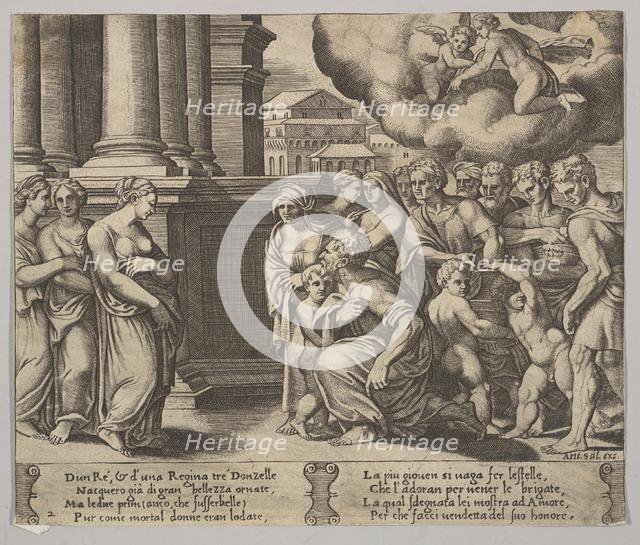 Plate 2: the people rendering divine honors to Psyche, from 'The Fable of Psyche', 1530-60. Creator: Master of the Die.