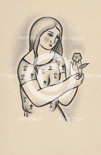 Girl with a flower, around 1926-1927. Creator: Mikulas Galanda.