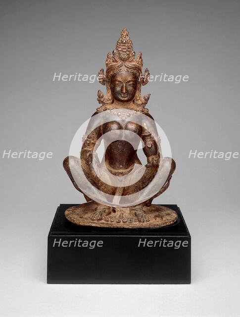 Mother-Goddess Brahmani Seated in Yogic Posture Holding Water Pot, 13th century. Creator: Unknown.