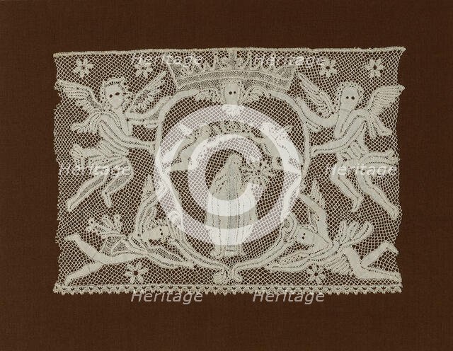 Fragment (Flounce depicting Mary, Queen of Heaven), Italy, 1725/75. Creator: Unknown.