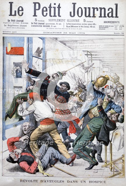 Revolt by blind men in a hospice, France, 1904. Artist: Unknown