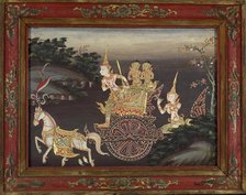 Vessantara Jataka, Chapter 3: Vessantara Gives Away the Chariot, late 19th century. Creator: Unknown.