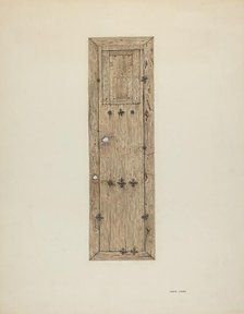 Copper-studded Door (One of a Pair), c. 1939. Creator: Mary Hansen.