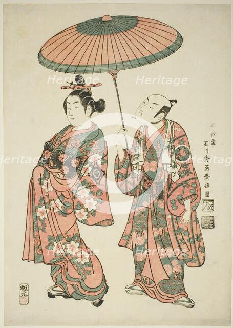The Actors Nakamura Kiyosaburo I as Matsuyama and Ichimura Kamezo I as Wanya..., 1749. Creator: Ishikawa Toyonobu.