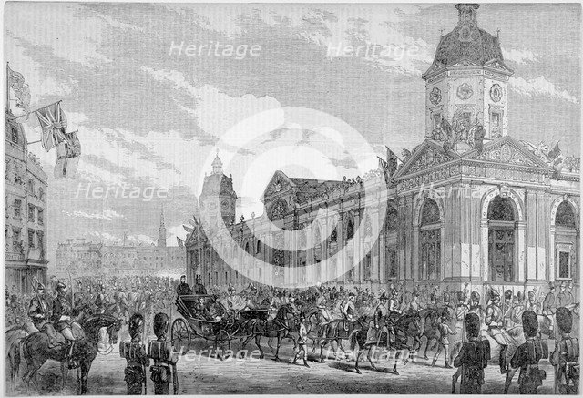 Royal procession passing Smithfield Market, City of London, 6th November 1869.                       Artist: Anon