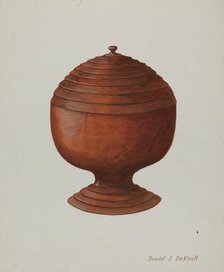 Wood Sugar Bowl, c. 1941. Creator: David S De Vault.