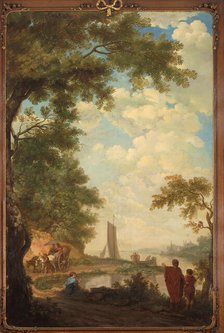 Arcadian landscape with figures by a riverbank, 1771.  Creator: Juriaan Andriessen.