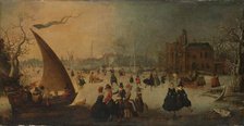 Landscape with Frozen Canal, Skaters and an Ice-Boat, 1611. Creator: Adam van Breen.