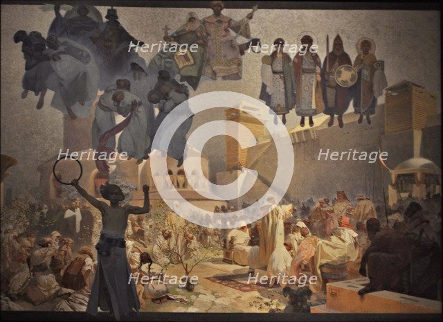 The Introduction of the Slavonic Liturgy (The cycle The Slav Epic). Artist: Mucha, Alfons Marie (1860-1939)