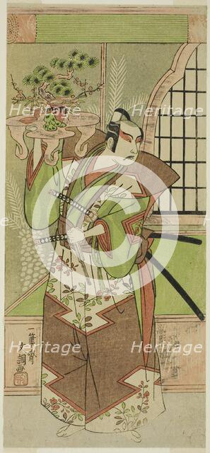The Actor Ichikawa Yaozo II in a pre-performance celebration of the play "Soga..., 1773. Creator: Ippitsusai Buncho.