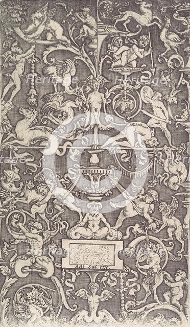 Ornamental Panel, ca. 1514-36. Creator: Agostino Veneziano.