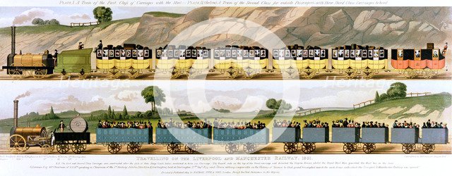 'Travelling on the Liverpool and Manchester Railway', 1831. Artist: Unknown