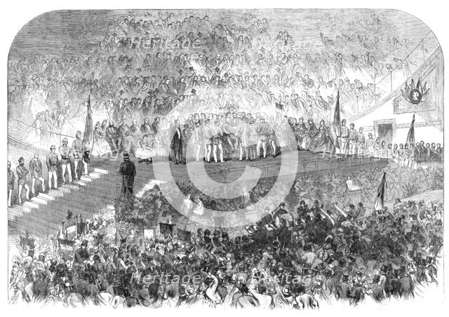 Garibaldi in England: Garibaldi receiving addresses at the Crystal Palace, 1864. Creator: Unknown.