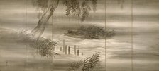 River Landscape with Fireflies, 1874. Artist: Bunrin, Shiokawa (1808-1877)