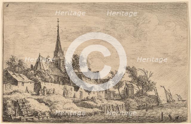 Village Steeple at the Seaside. Creator: Anthonie Waterloo.