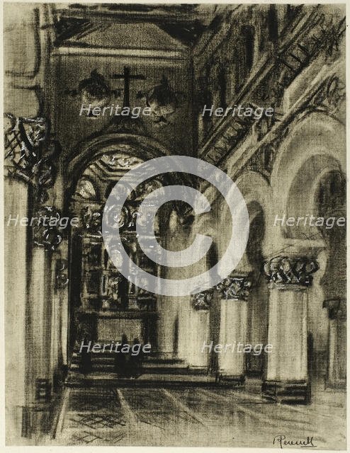 Santa Maria La Blanca, Toledo, c. 1903. Creator: Joseph J Pennell.