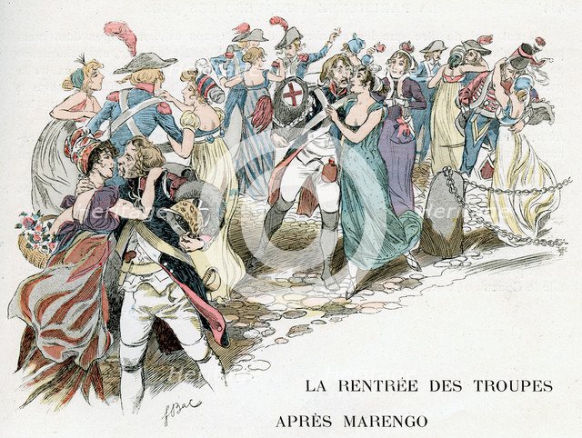 'The return of French troops from Marengo, 1800', c1870-1950. Artist: Ferdinand Sigismund Bac