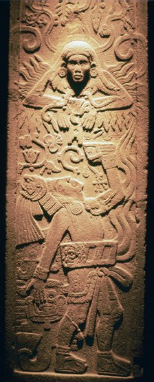 Mayan sculpture of a sun-god. Artist: Unknown