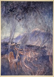 'The sleep of Brunnhilde', 1910.  Artist: Arthur Rackham