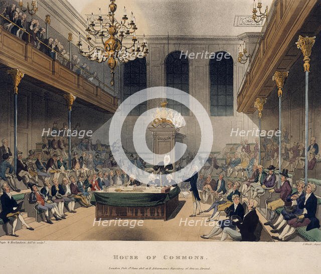 The House of Commons, c1808-c1811. Creators: Thomas Rowlandson, Augustus Charles Pugin.