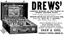 Advertisement for Drews' leather goods, 1895. Creator: Unknown.