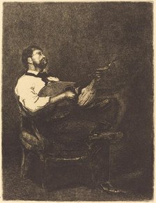 Guitar Player (Joueur de Guitare), 1861. Creator: Francois Bonvin.