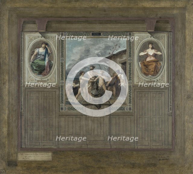 Esquisse pour la mairie du 20ème arrondissement : Patriotisme, Patrie, Dévouement, 1884. Creator: Edouard Michel Lancon.