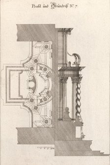 Floorplan and Side View of an Altar, Plate g (2) from 'Unterschiedliche Neu..., Printed ca. 1750-56. Creator: Johann Michael Leüchte.